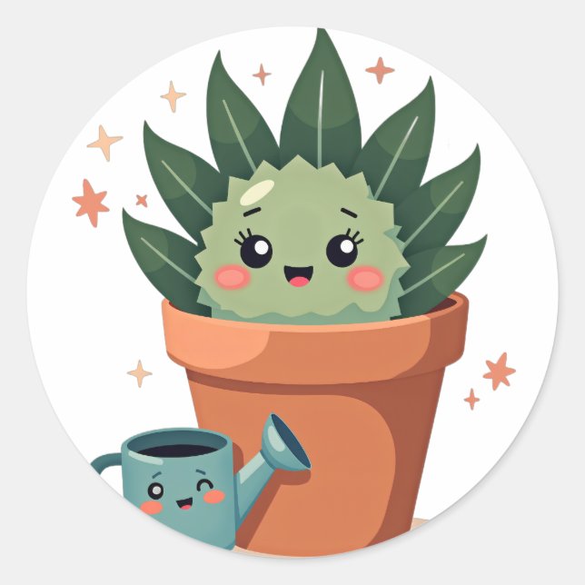 Succulent Friends Classic Round Sticker (Front)
