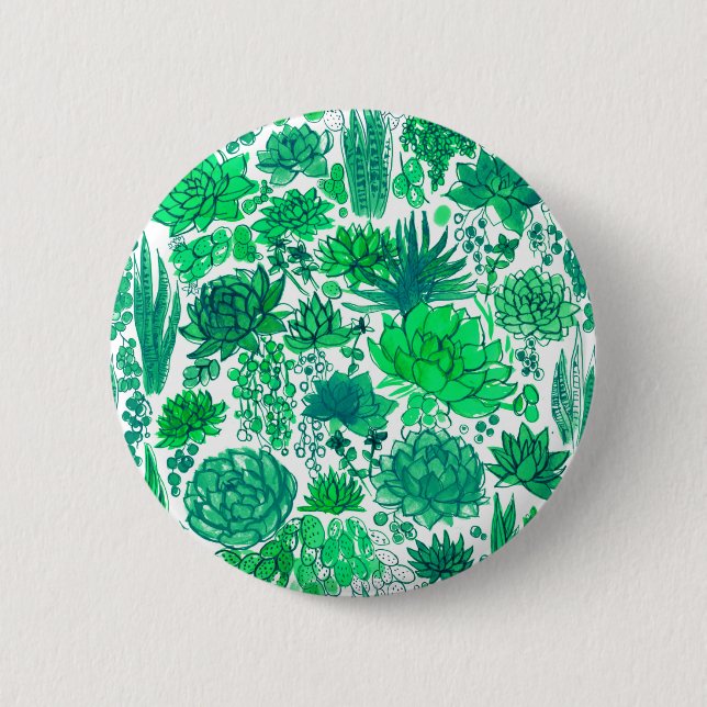 Succulent garden 6 cm round badge (Front)
