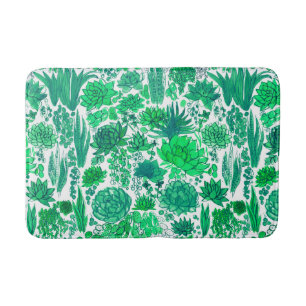 Succulent garden bath mat