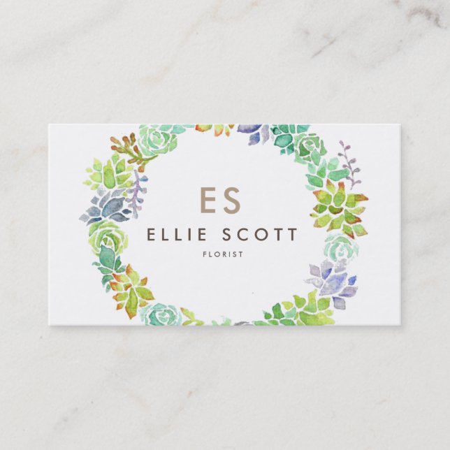 Succulent Garden | Bold Business Business Card (Front)
