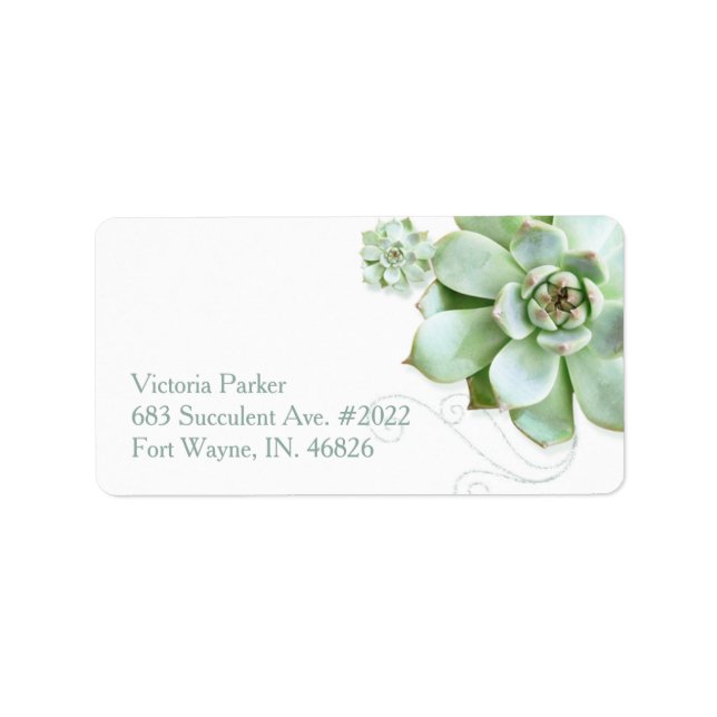 Succulent Garden Botanical Wedding Address Label (Front)