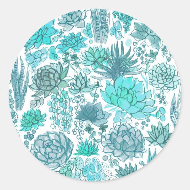 Succulent garden classic round sticker (Front)