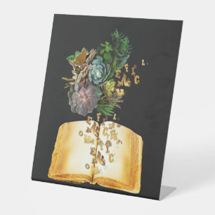 Succulent garden design  pedestal sign