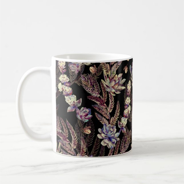Succulent Garden: Fashionable Floral Pattern Coffee Mug (Left)