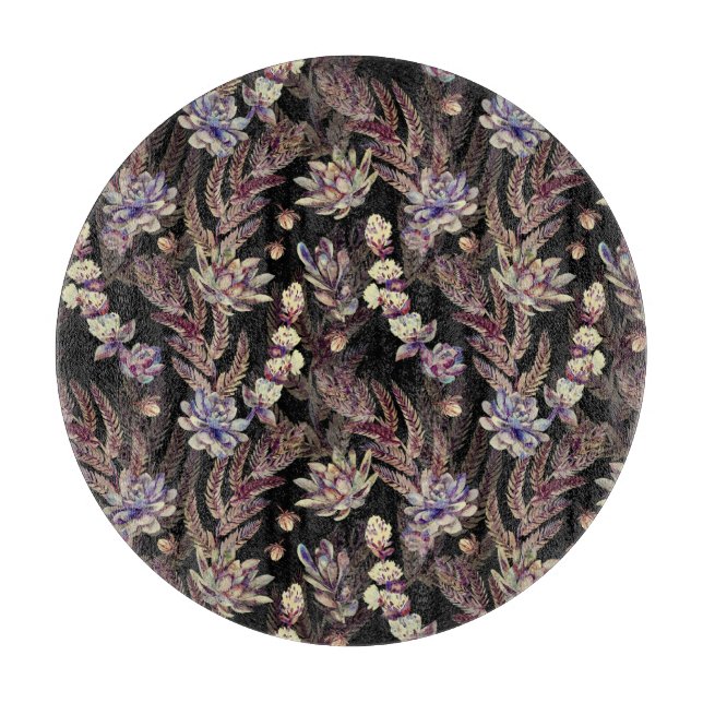 Succulent Garden: Fashionable Floral Pattern Cutting Board (Front)