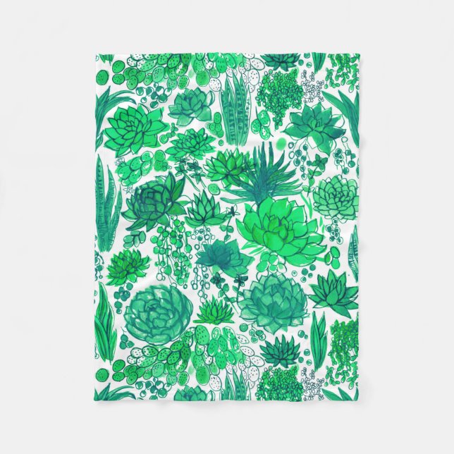 Succulent garden fleece blanket (Front)