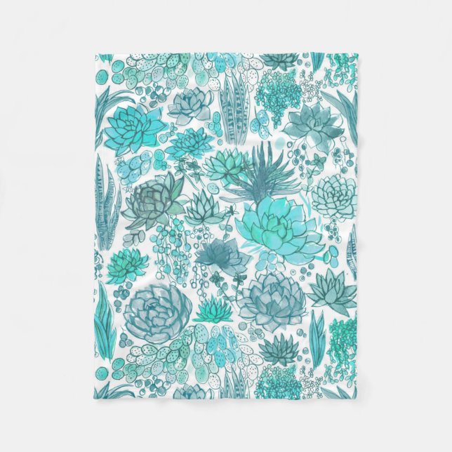 Succulent garden fleece blanket (Front)