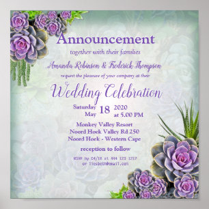 Succulent garden Hues of Sea Green & Lavender Poster