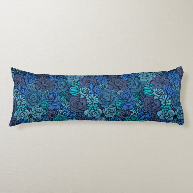 Succulent garden in blue body cushion (Front)