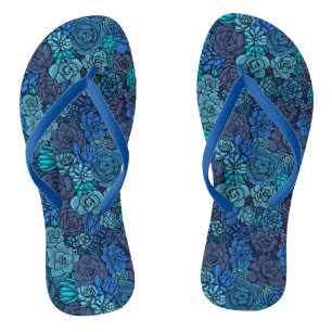 Succulent garden in blue flip flops