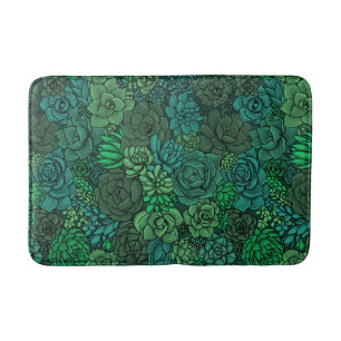 Succulent garden in green bath mat