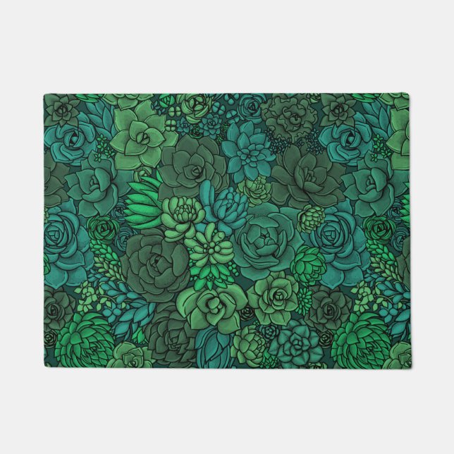 Succulent garden in green doormat (Front)