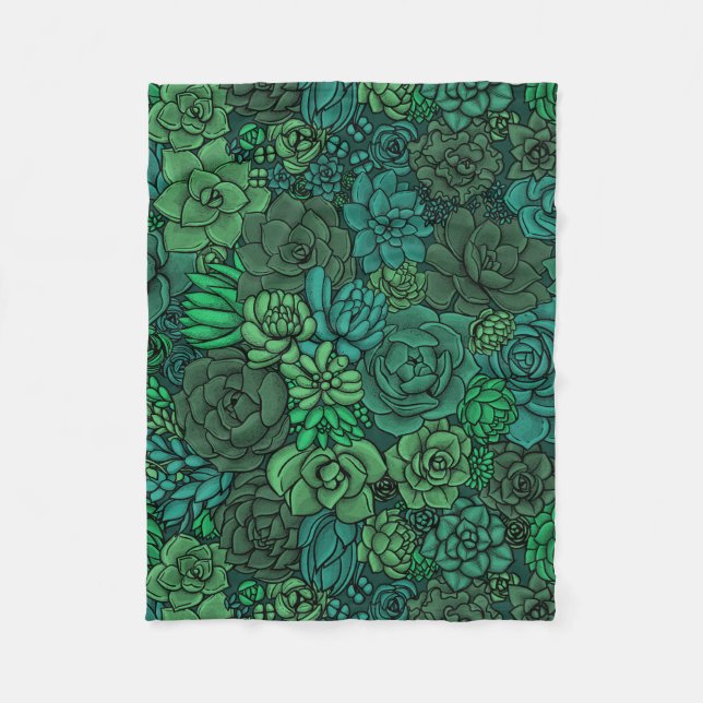 Succulent garden in green fleece blanket (Front)
