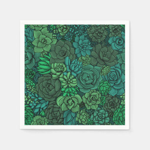 Succulent garden in green napkin
