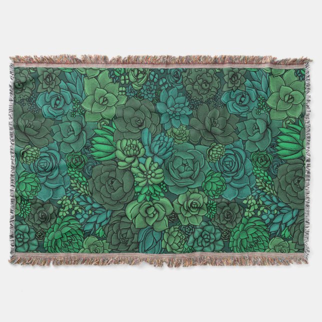 Succulent garden in green throw blanket (Front)