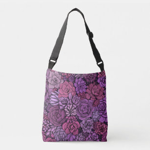 Succulent garden in pink and violet crossbody bag