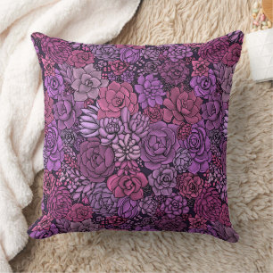 Succulent garden in pink and violet cushion