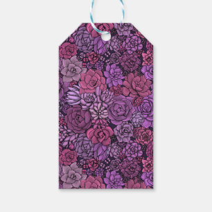 Succulent garden in pink and violet gift tags