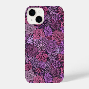 Succulent garden in pink and violet iPhone 14 case