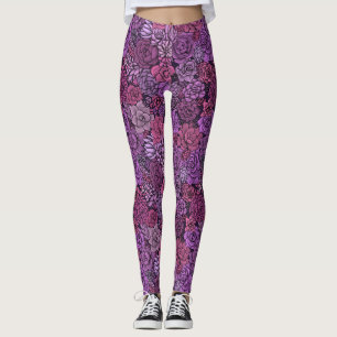 Succulent garden in pink and violet leggings