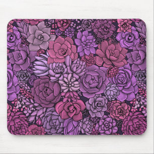 Succulent garden in pink and violet mouse mat