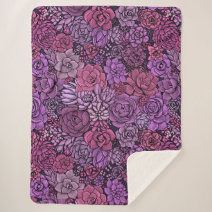 Succulent garden in pink and violet sherpa blanket