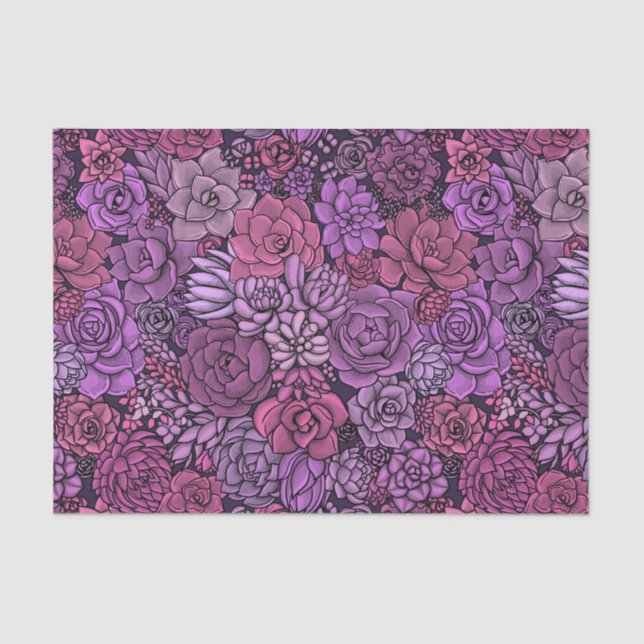 Succulent garden in pink and violet tissue paper (Front)