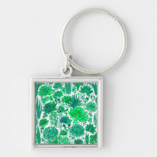 Succulent garden key ring