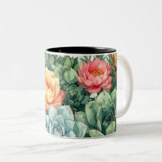 Succulent Garden mug- Cactus Botanical Plant  Two-Tone Coffee Mug