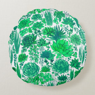 Succulent garden round cushion