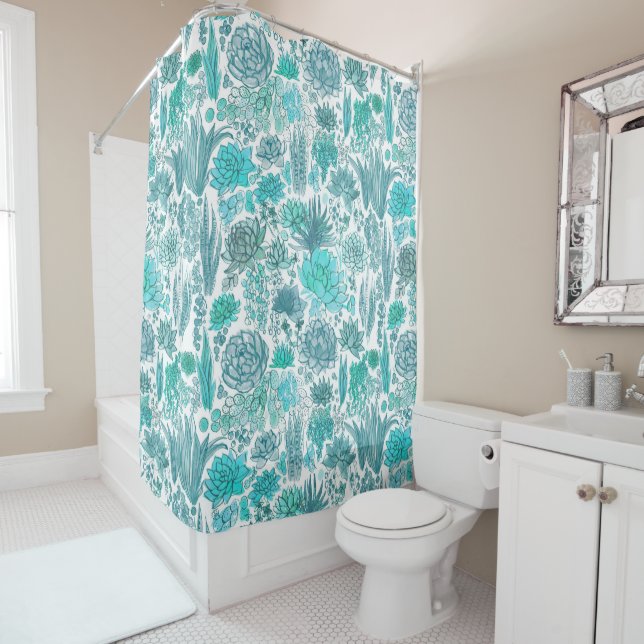 Succulent garden shower curtain (In Situ)