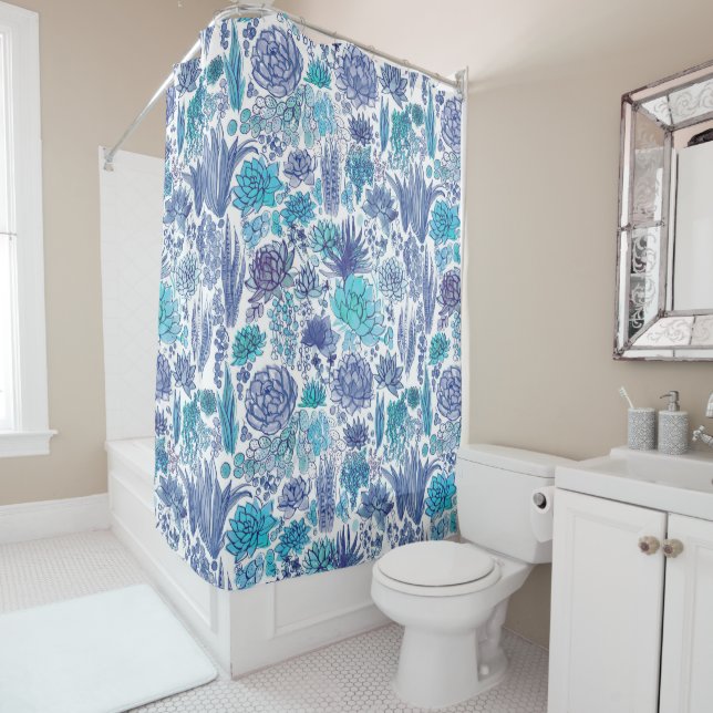 Succulent garden shower curtain (In Situ)