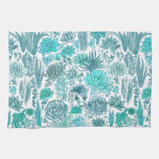 Succulent garden tea towel (Horizontal)