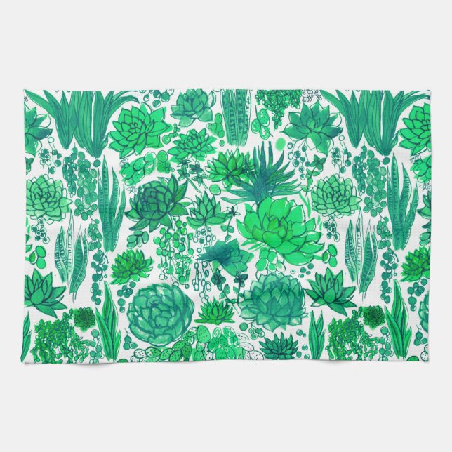 Succulent garden tea towel (Horizontal)