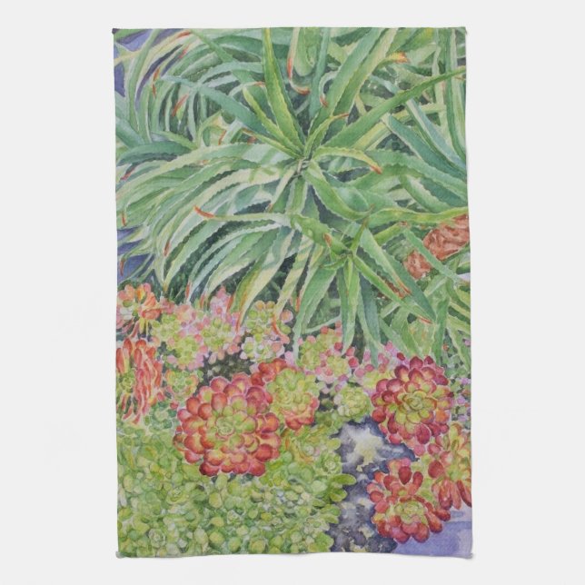 Succulent Garden Tea Towel (Vertical)