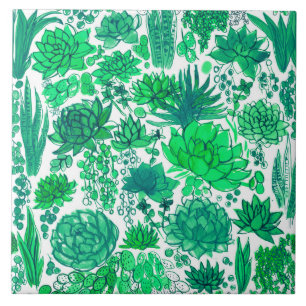 Succulent garden tile
