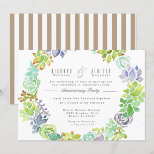 Succulent Garden Watercolor Anniversary Party Invitation