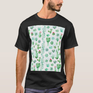 Succulent Garden: Watercolor Seamless Background. T-Shirt