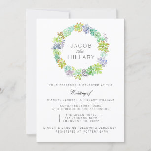 Succulent Garden   Watercolor Wedding Invite