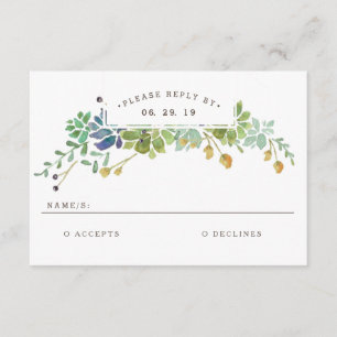 Succulent Garden   Watercolor Wedding RSVP