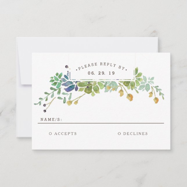 Succulent Garden | Watercolor Wedding RSVP (Front)
