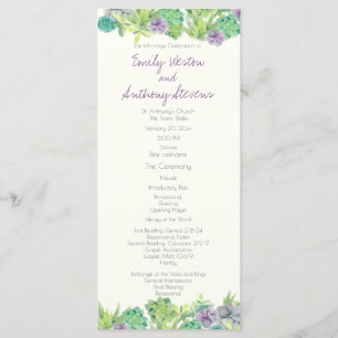 Succulent Garden Wedding Program Programme