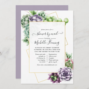 Succulent Geometric Baby Shower by Mail Invitation