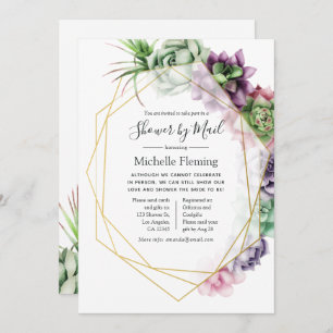 Succulent Geometric Bridal or Baby Shower by Mail Invitation