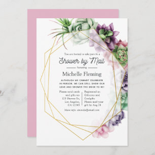 Succulent Geometric Bridal Shower by Mail Invitation