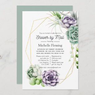 Succulent Geometric Bridal Shower by Mail Invitation
