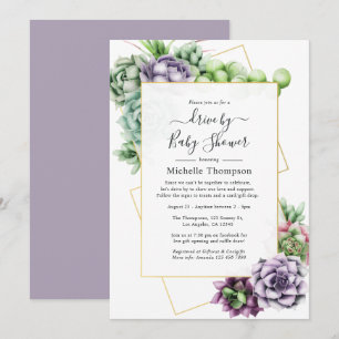 Succulent Geometric Drive By Bridal or Baby Shower Invitation