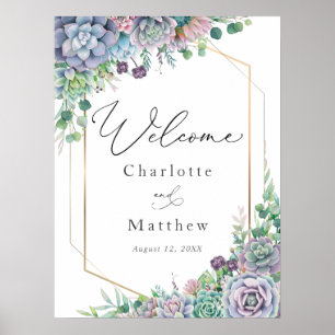 Succulent Gold Frame Wedding Welcome Sign