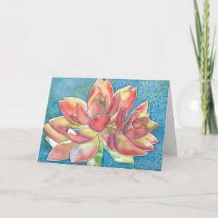 Succulent graptosedum watercolor card