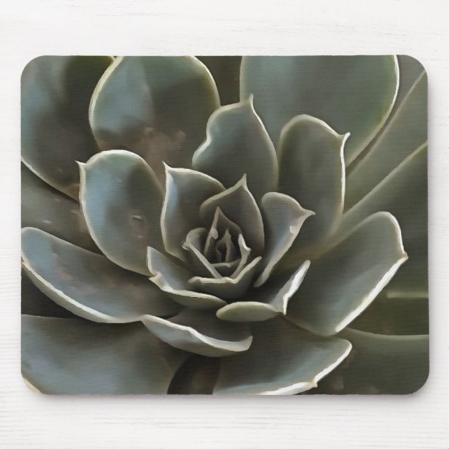 Succulent Green Grey Tones Mouse Mat (Front)